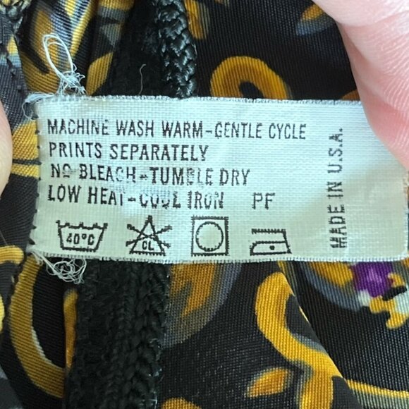 VFM Womens VTG Camisole Tank Size 36 Black Gold Printed Renaissance Victorian - Picture 7 of 8